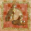 Textured silk scarf with a stunning design of two cheetahs