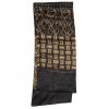 Long textured silk satin scarf in a brown and gold design