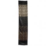 Long textured silk satin scarf in a brown and gold design