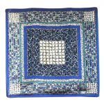 Liberty silk scarf with a blue, purple and white design
