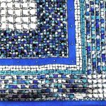 Liberty silk scarf with a blue, purple and white design