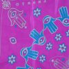 Otrera large silk scarf with a purple background and a design in blue and silver grey