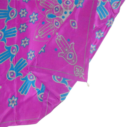 Otrera large silk scarf with a purple background and a design in blue and silver grey