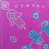 Otrera large silk scarf with a purple background and a design in blue and silver grey