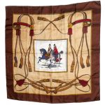 Vintage Italian scarf with design of two horse riders