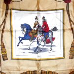 Vintage Italian scarf with design of two horse riders
