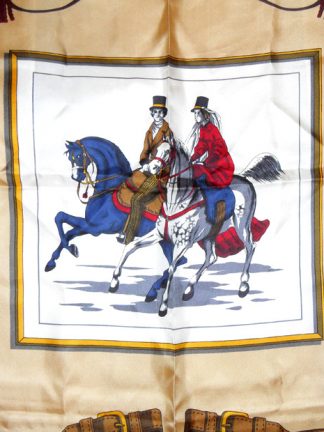 Vintage Italian scarf with design of two horse riders