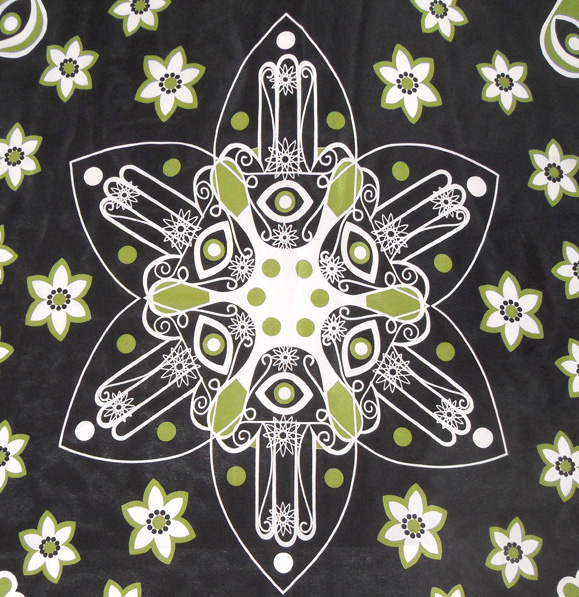 Otrera black green and white silk scarf