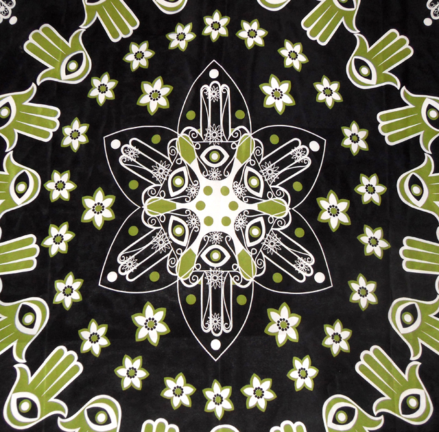 Otrera black green and white silk scarf