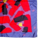 Hand printed abstract design silk scarf in bright colours