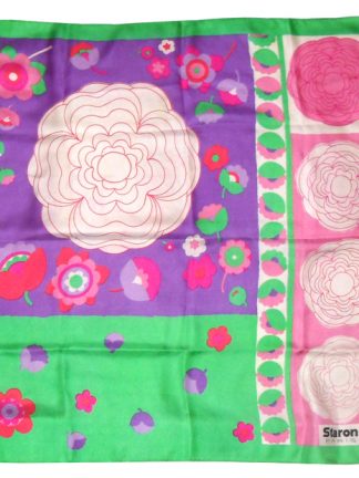 Brightly coloured floral silk scarf by Staron Paris