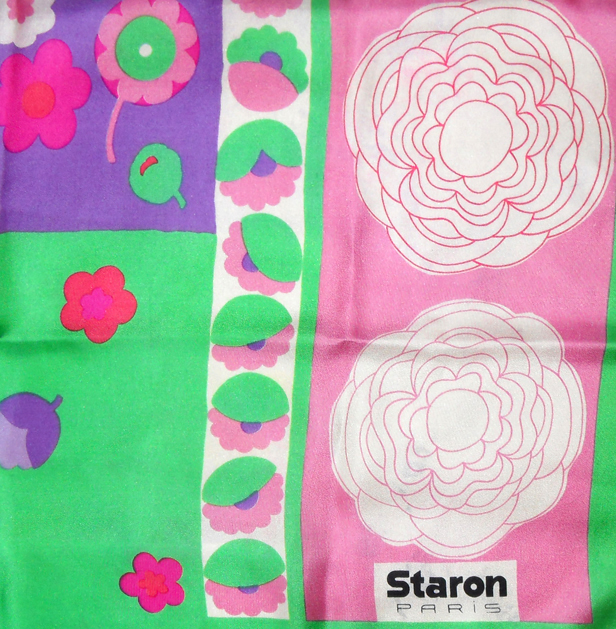Brightly coloured floral silk scarf by Staron Paris