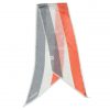 Elegant long textured silk scarf by Cacharel for Glentex in peach grey and white