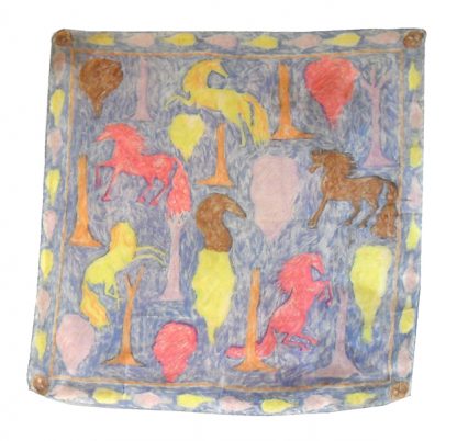 Colourful horses design silk scarf
