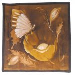 Gucci 1978 brown and gold butterfly design silk scarf