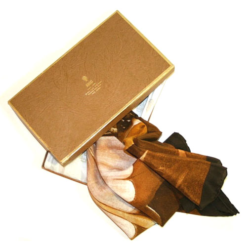 Gucci 1978 brown and gold butterfly design silk scarf
