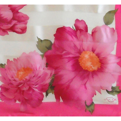 Oscar de la Renta pink floral design silk scarf