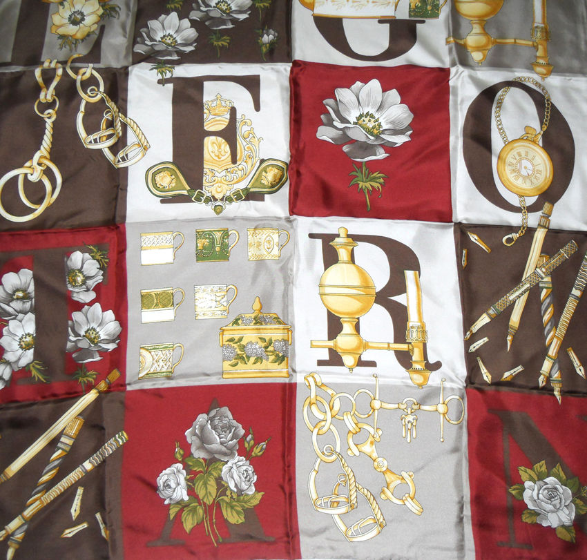 Pictorial silk scarf