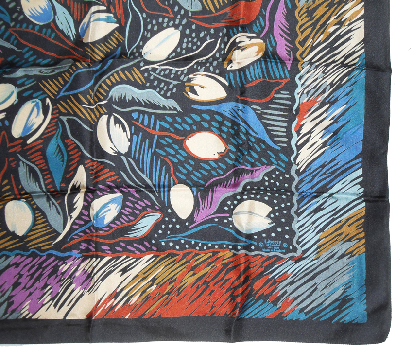 Liberty of London silk scarf with an abstract design of tulips
