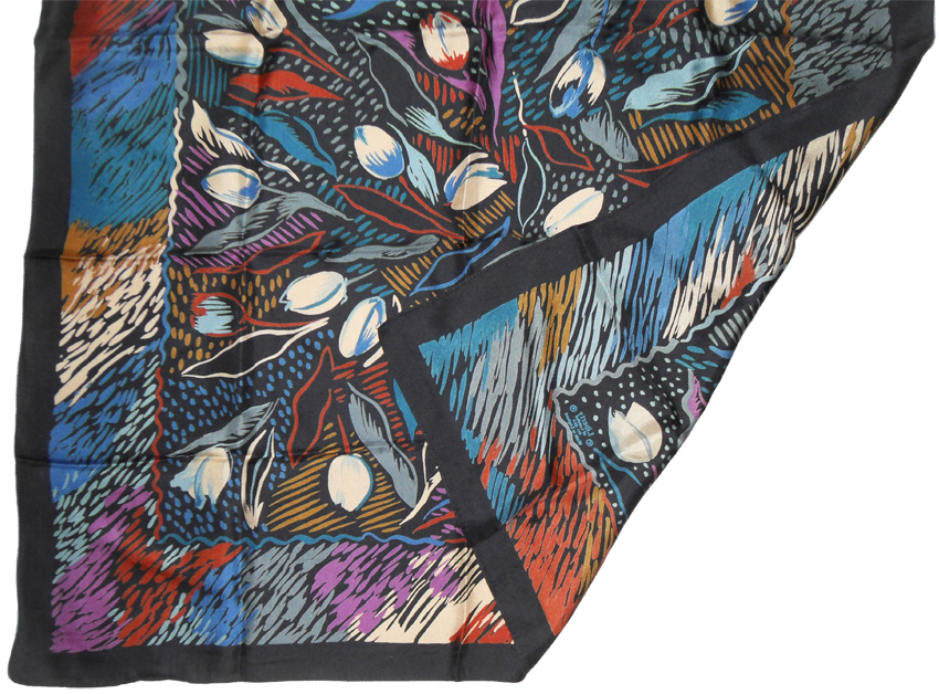 Liberty of London silk scarf with an abstract design of tulips