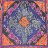 Lanvin silk scarf with a vibrant orange, purple, blue and black design