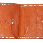 Morocco dark tan tooled leather bifold wallet