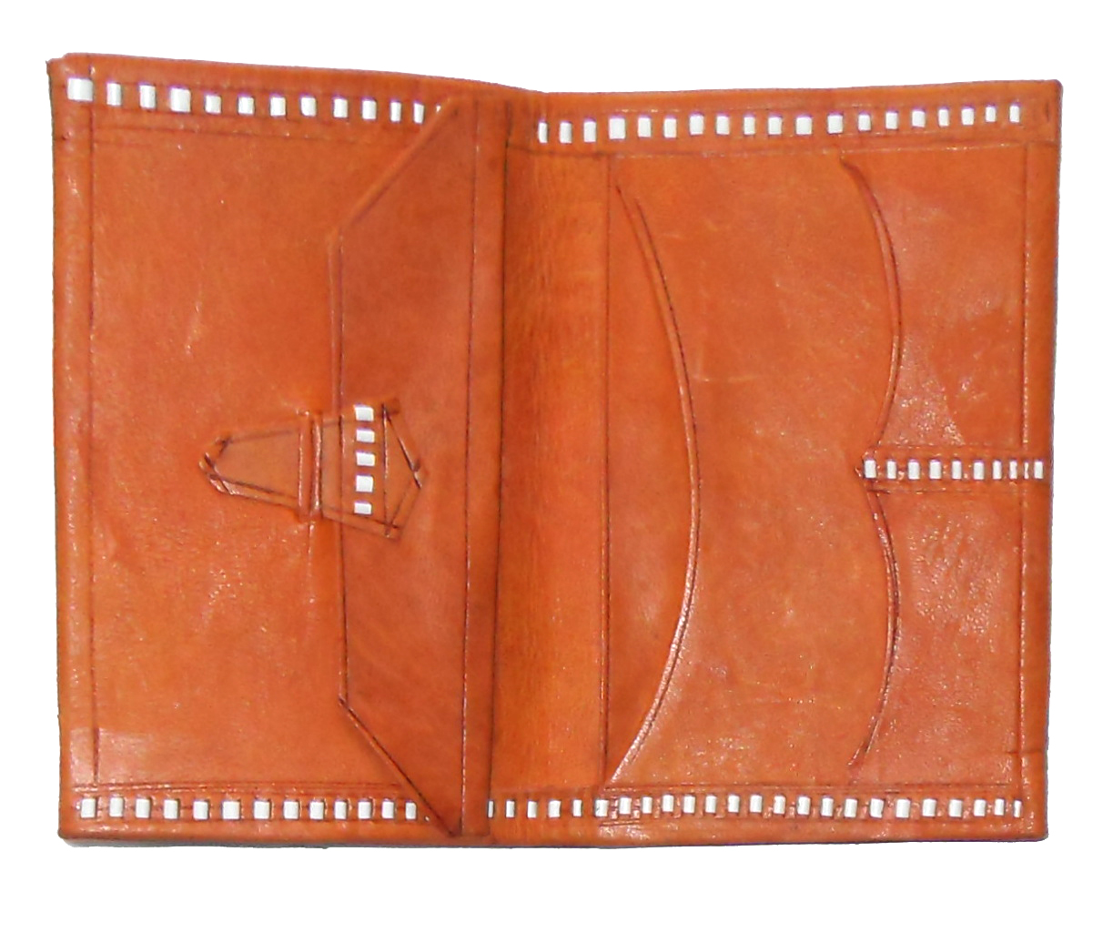 Morocco dark tan tooled leather bifold wallet