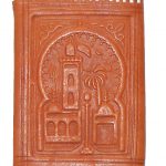 Morocco dark tan tooled leather bifold wallet