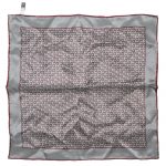 Ermenegildo Zegna silver grey and maroon silk pocket square