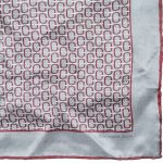 Ermenegildo Zegna silver grey and maroon silk pocket square