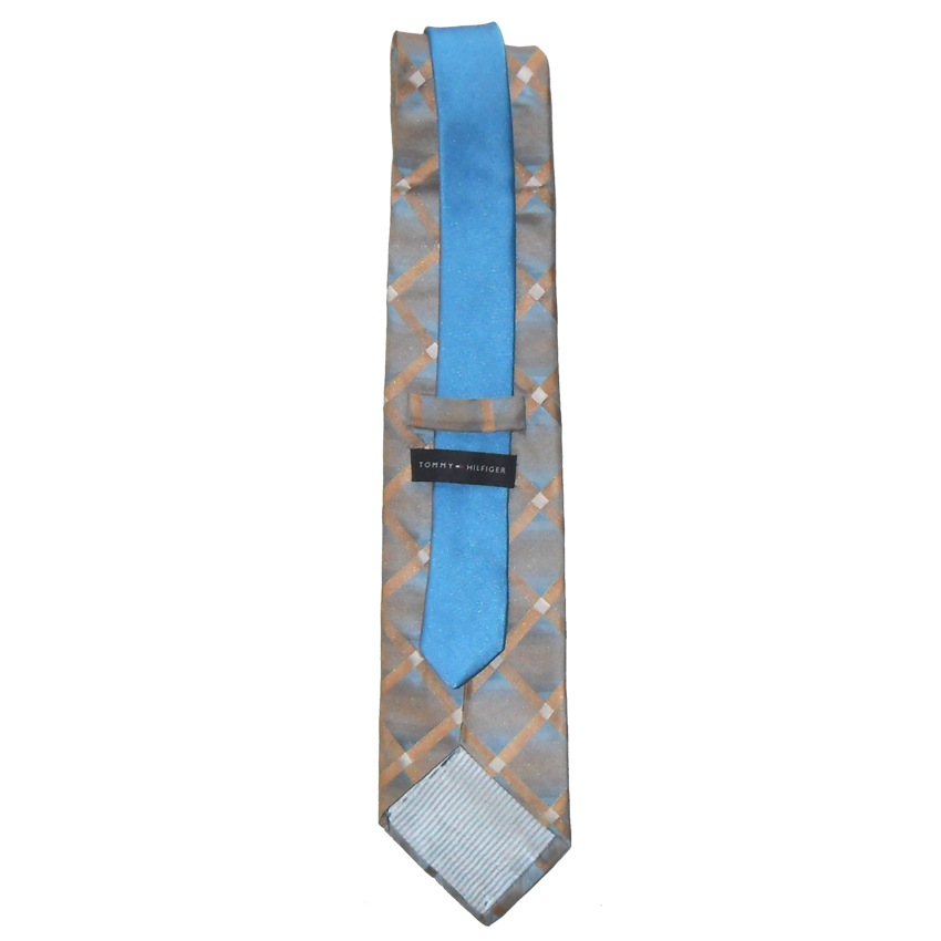 Tommy Hilfiger two tone blue and gold silk tie