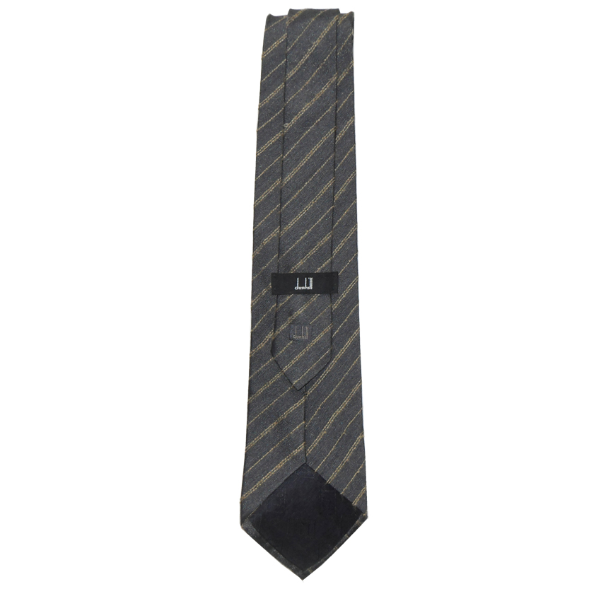 Dunhill silk and mohair mix grey tie with a diagonal stripe design