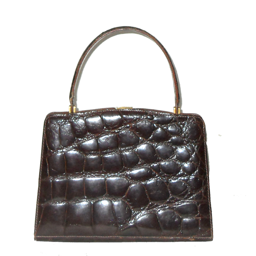 Triomphe for Macy's Crocodile Handbag Triomphe made in France for Macy's New York crocodile skin 1960s handbag