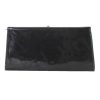 Black patent clutch bag with gold tone frame and clasp