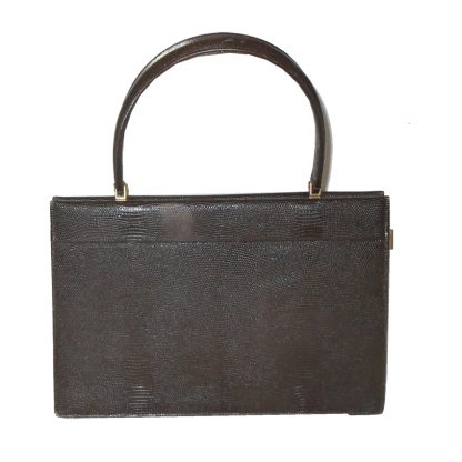 Rayne dark brown lizard skin framed handbag and purse
