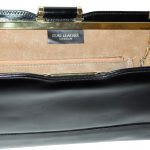 Vintage Elbief frame large black leather clutch bag