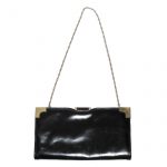 Vintage Elbief frame large black leather clutch bag