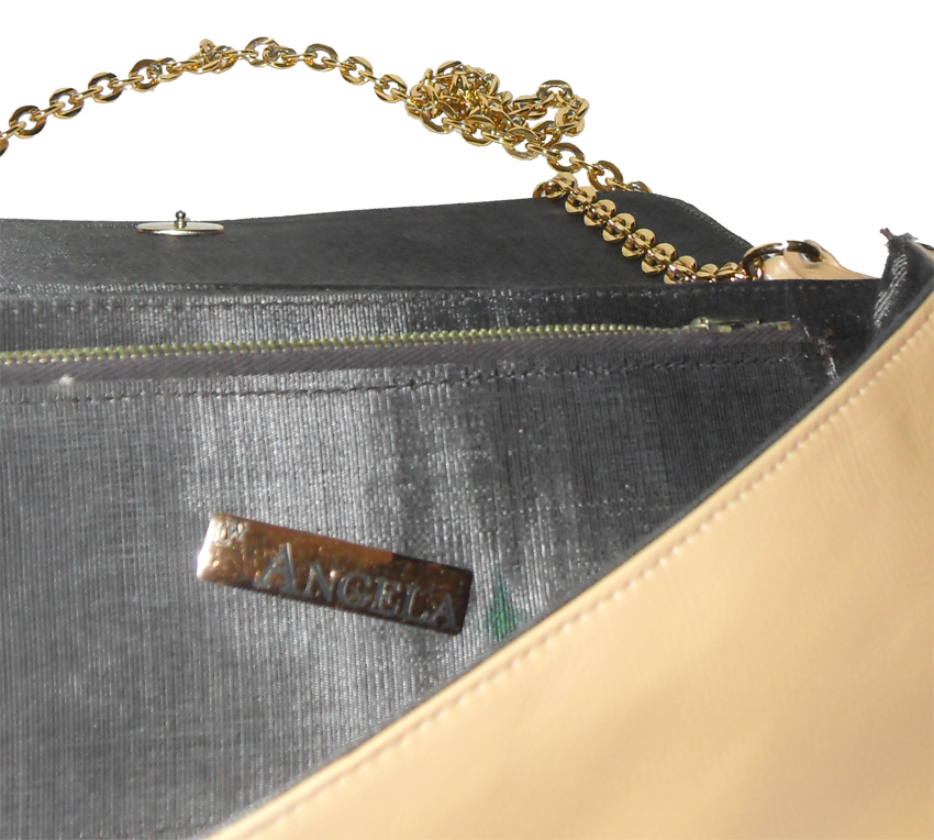 Angela tan leather and snakeskin bag