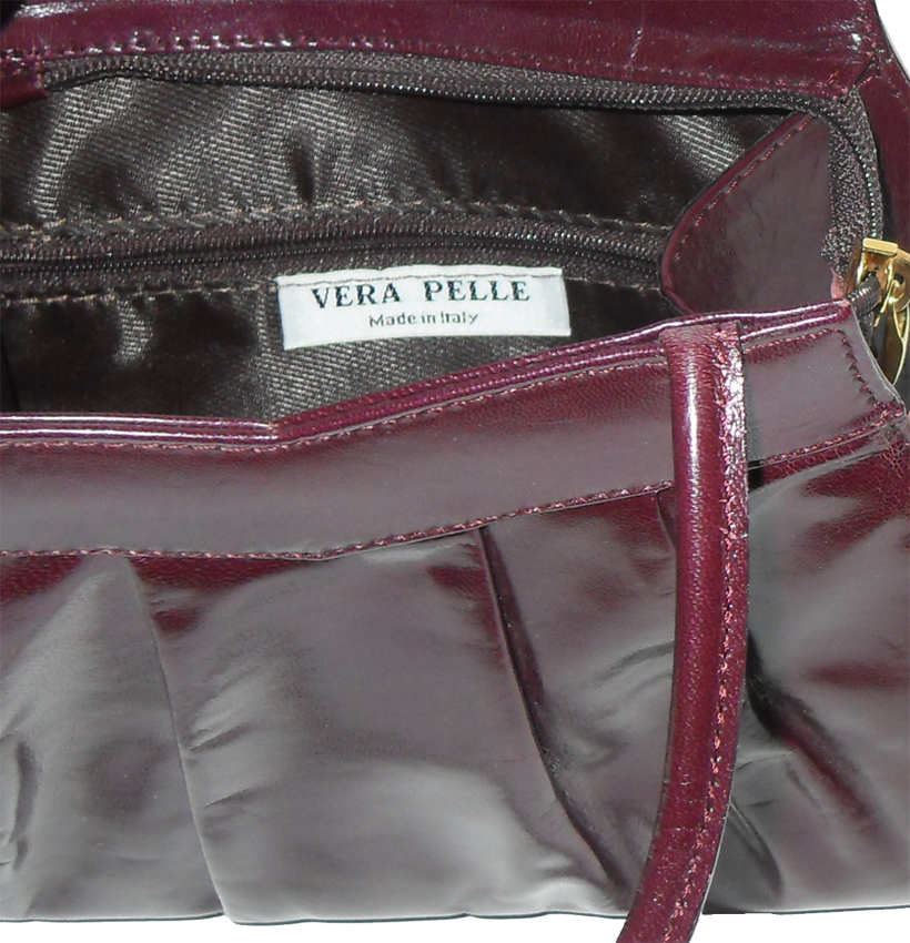 Small purple leather handbag made in Italy