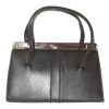 Large vintage dark brown framed handbag