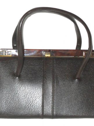 Large vintage dark brown framed handbag