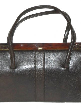 Large vintage dark brown framed handbag