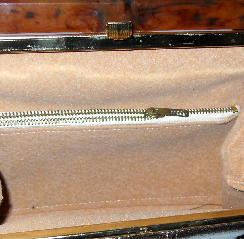 Large vintage dark brown framed handbag