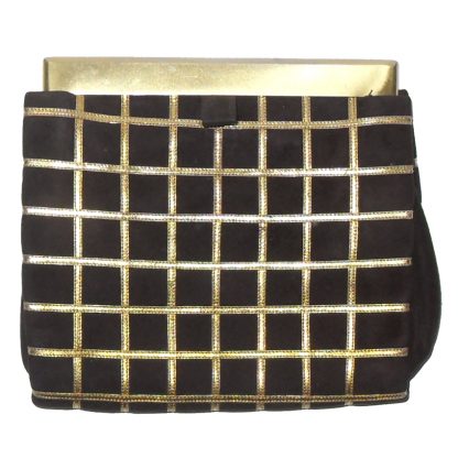 Lewis brown and gold evening clutch bag