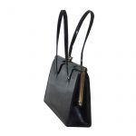 Alligator made in England framed black patent leather handbag