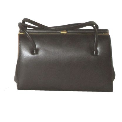 Brown framed handbag suede lined