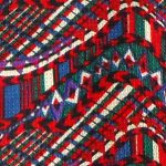 Missoni Italy silk print tie in red blue green and white