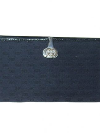 Vintage Gucci black leather and fabric purse wallet