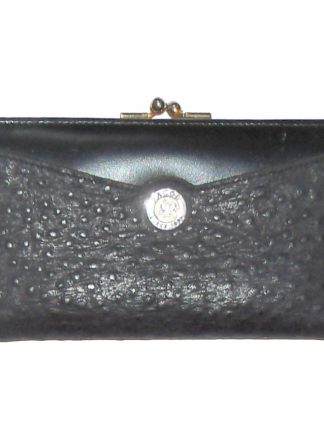 Jacob black ostrich and leather purse wallet