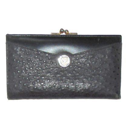 Jacob black ostrich and leather purse wallet